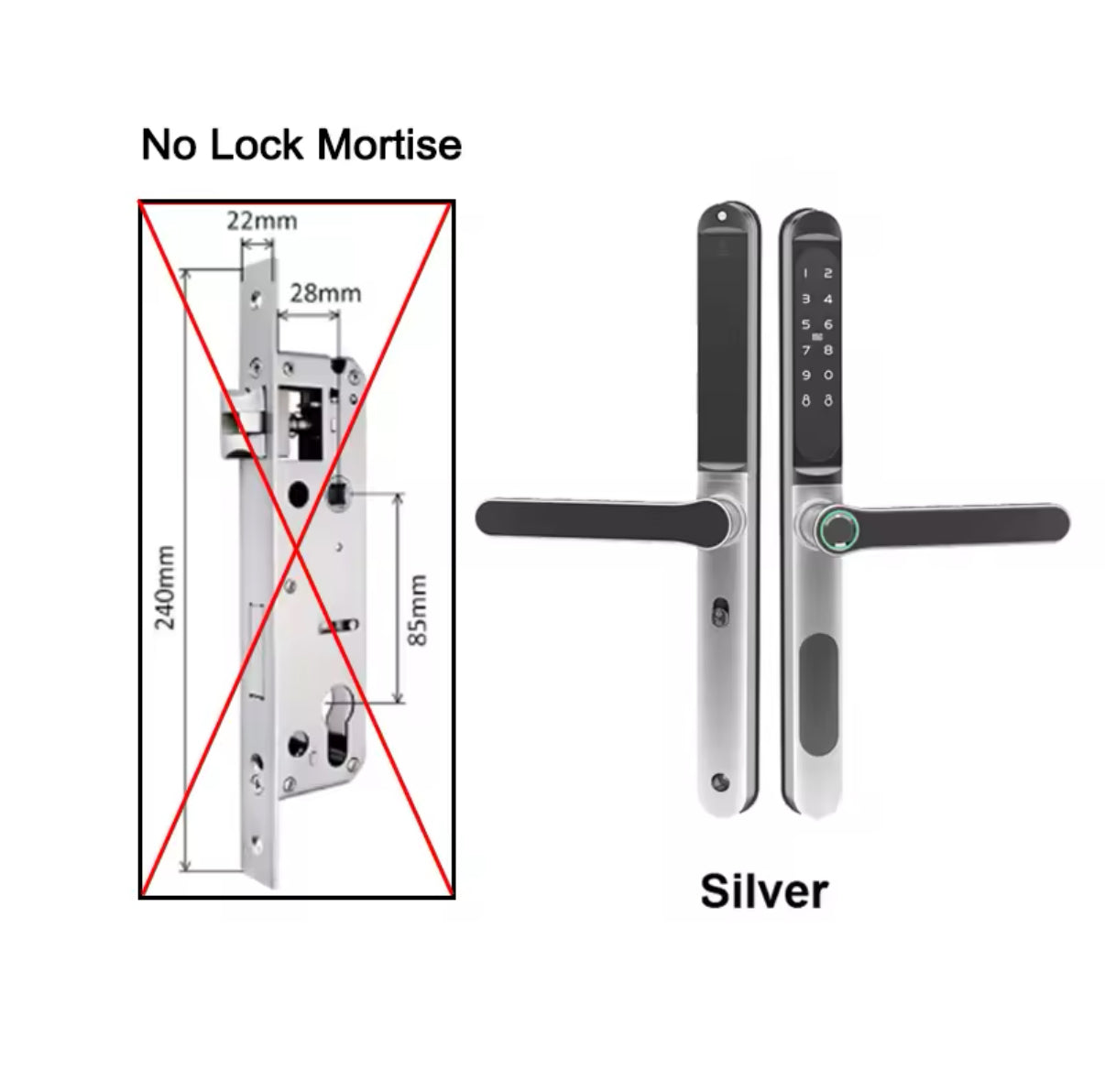 Secure your space with ApexLock™ for enhanced security. This black smart lock supports fingerprint, keypad, IC card, key, and Bluetooth app access. Made from durable aluminum alloy with an IP65 waterproof rating, it ensures both security and a sleek, modern design.