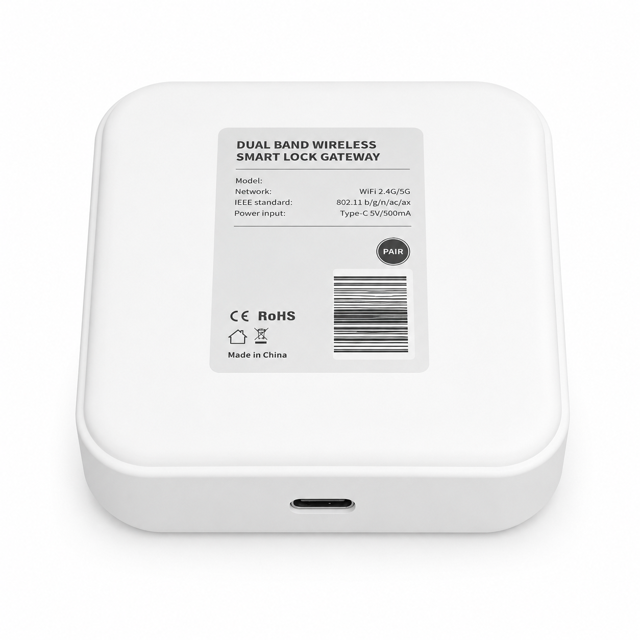 ConnectHub Smart WiFi Gateway 5G Rear with detailed sticker and usbc connection shown