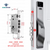 ArdanShield BioLock Smart Lock in Grey colour variation with front view showing facial recognition camera, fingerprints access and a mortise lock with important measurements in particular 24 x 240 mm