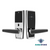 LUXEGuard Hotel Lock in Chrome colour variation showing the front and rear face of the lock body including mifare keycard area 