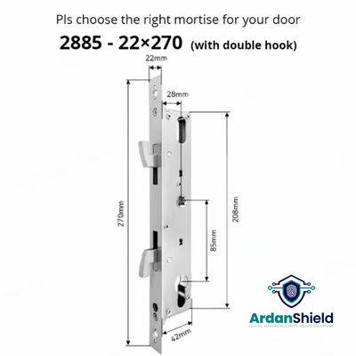 SwiftLock Mortice Dimensions 2885-22x270-sliding