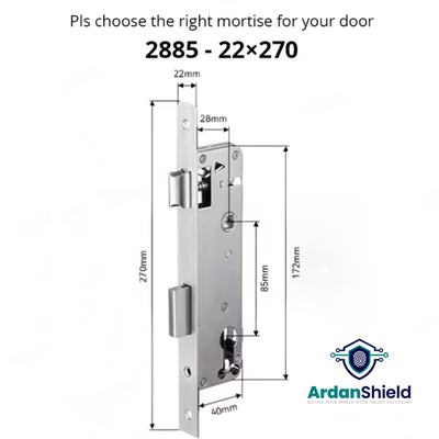 SwiftLock Mortice 2885 Main Dimensions 22x270