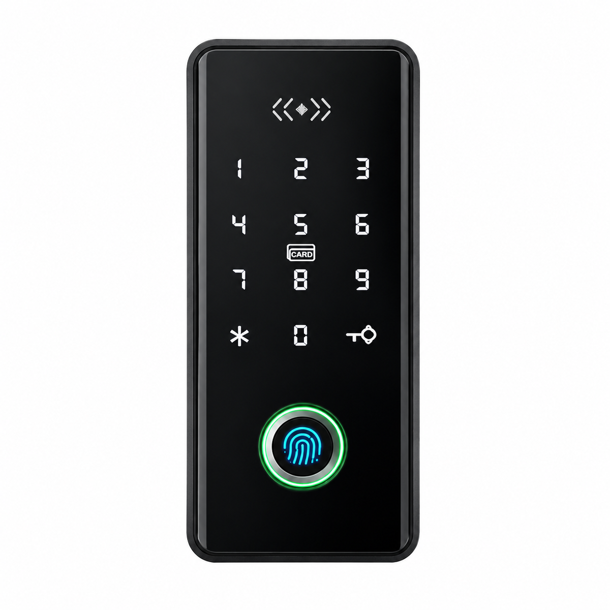 ArdanShield AccessCore Black / Fingerprint smart cabinet lock, product-only view on white.