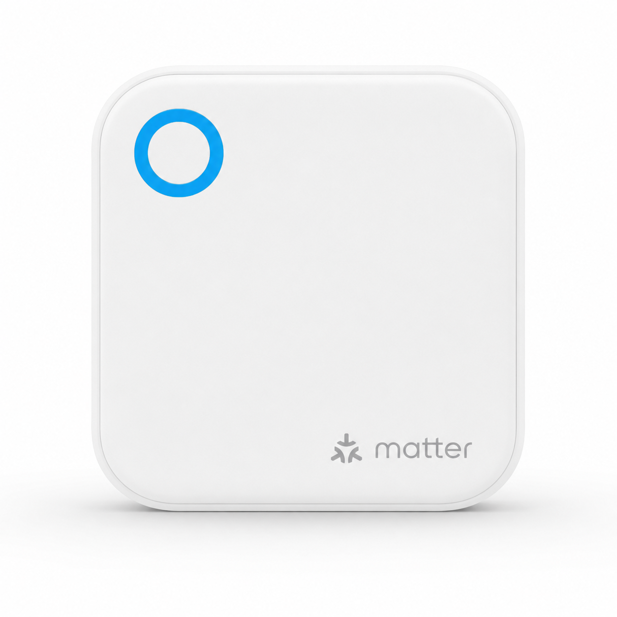 ArdanShield ConnectHub Matter smart gateway in white, front view with blue indicator ring.