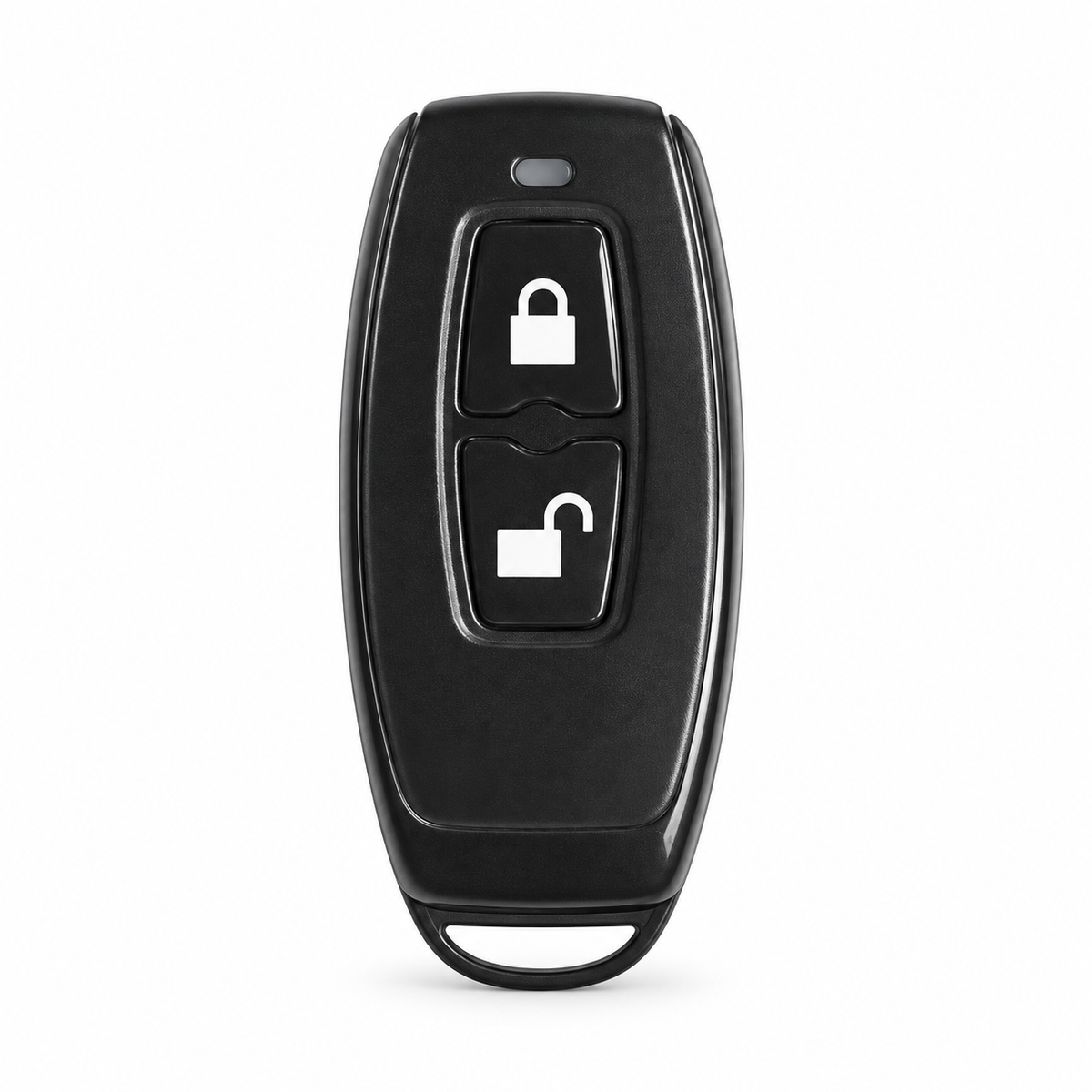 EntryFob black smart lock remote with separate lock and unlock buttons.