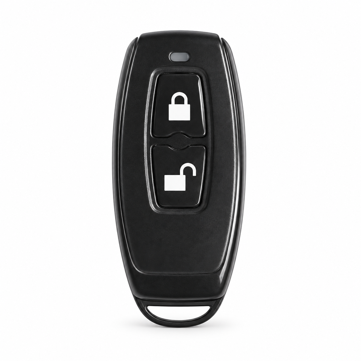 EntryFob black smart lock remote with separate lock and unlock buttons.