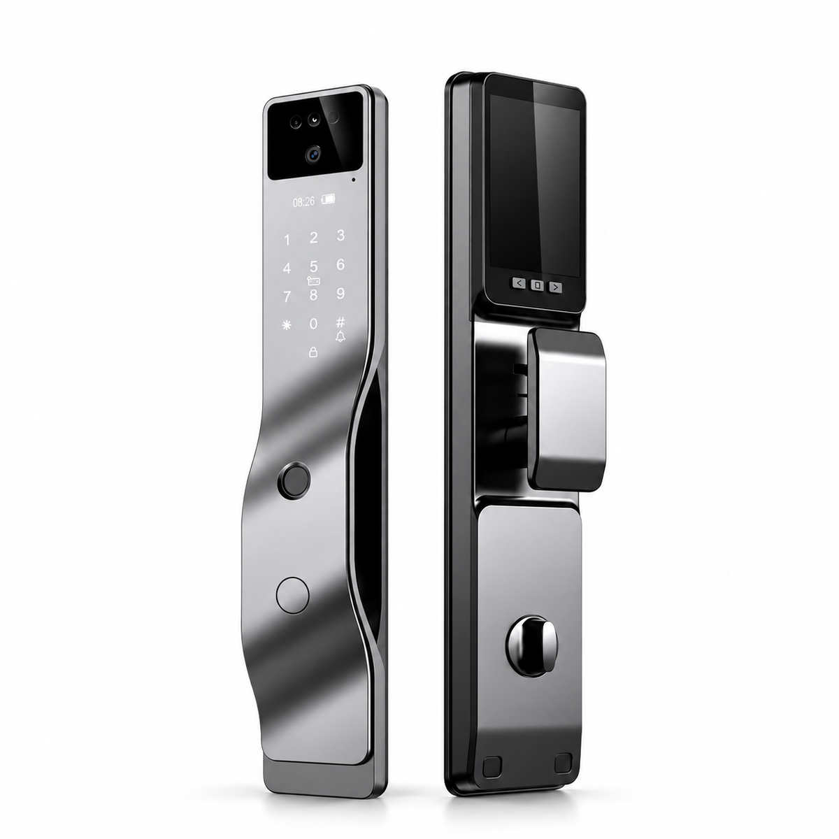 ArdanShield biolock smart lock exterior and interior panels on a pure white background