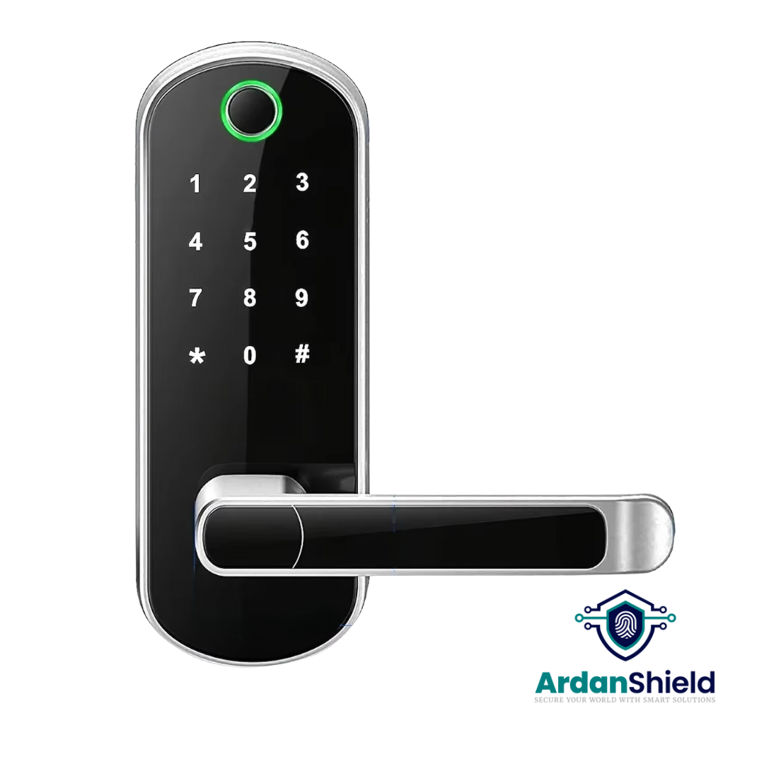 FusionGuard Smart Lock by ArdanShield – WiFi Fingerprint Door Lock in Silver (UK Model)