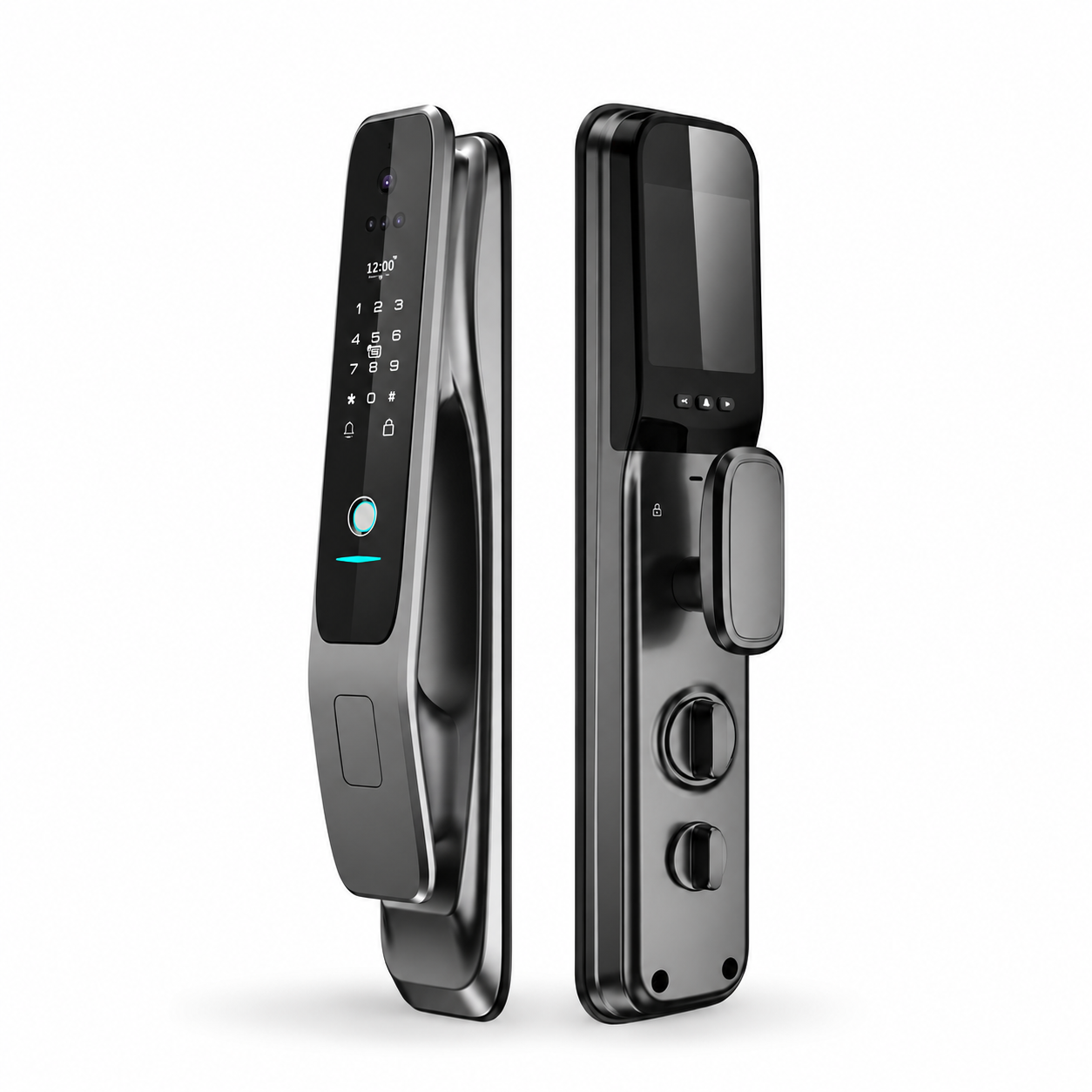ArdanShield visionlock smart lock exterior and interior panels on a pure white background